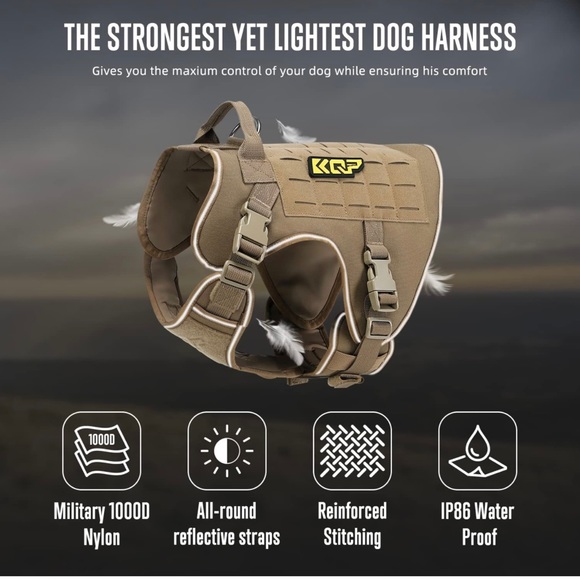 KQP Tactical Dog Harness for Small Dogs No Pull,Military Dog Molle Vest - Picture 2 of 9